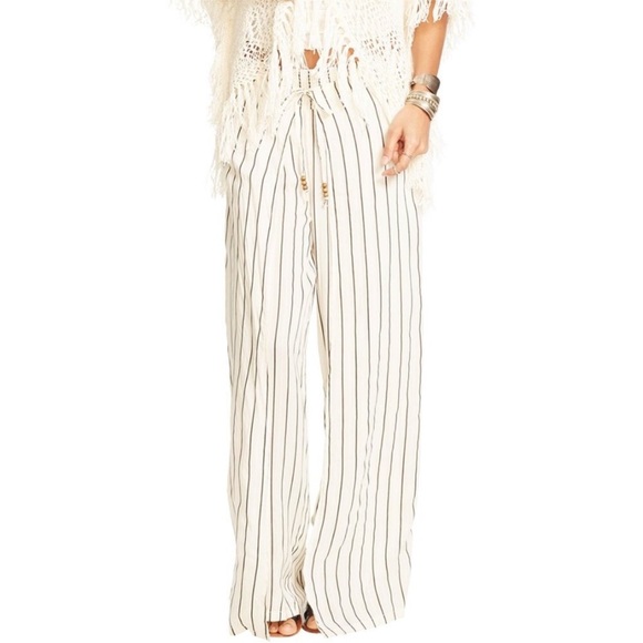 Denim & Supply Ralph Lauren Pants - Denim & Supply Ralph Lauren wide-leg striped wrap pants flowy Beachy Size Small